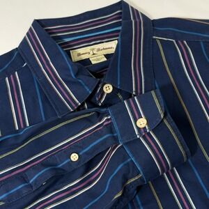 Tommy Bahama‎ Button Down Shirt Mens Size Large Blue Striped Long Sleeve